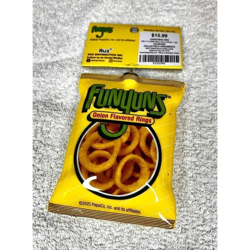 Funyuns Onion Flavored Rings Bag Faux Food Christmas Decoupage Ornament NWT
